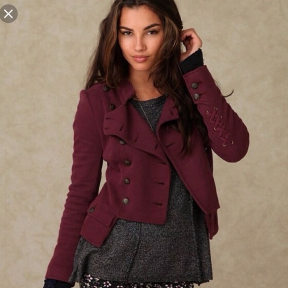 Free People Majorette Military Button Jacket 0 XS - Picture 3 of 8